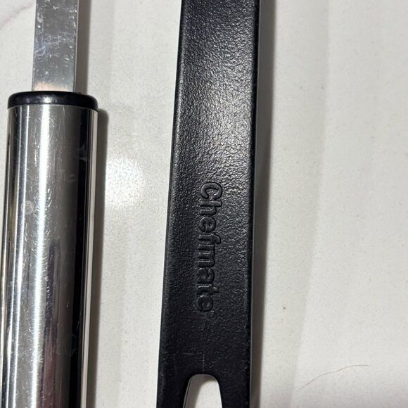 Stainless Steel Black Plastic Serving Utensils 5 Piece Set Spoons Ladle + Turner - Picture 5 of 11